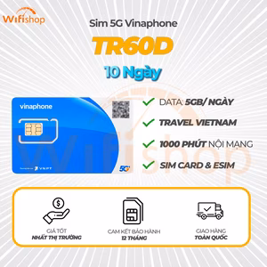 SIM 5G Vinaphone TR60D 5GB/Ngày 10 Ngày dành cho khách Du Lịch Việt Nam
